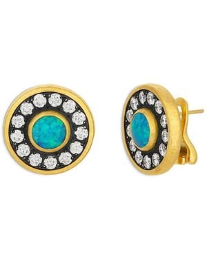Gurhan 18K; 18K & 24K Muse Australian Opal & Diamond Stud Earrings - Blue
