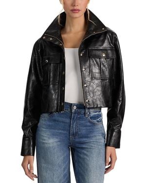 Alice + Olivia James Faux Leather Cropped Jacket - Black