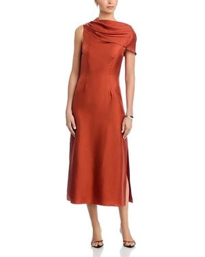 Argent Silk Funnel Neck Dress - Red