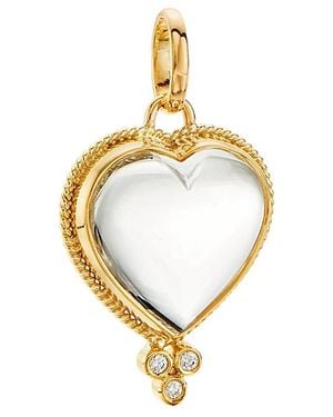 Temple St. Clair 18K Crystal Heart & Diamond Small Pendant - Metallic