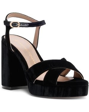 Stuart Weitzman Dayna Velvet Platform Sandals - Black