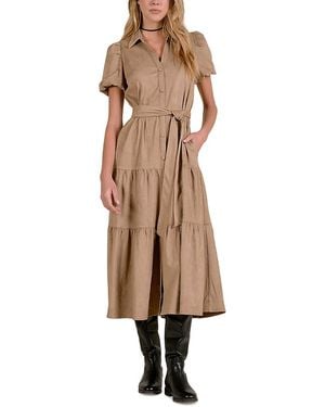 Elan Tiered Belted Shirtdress - Natural