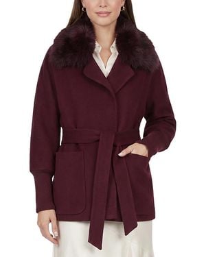 Gorski Fabric Jacket With Detachable Shearling Lamb Collar, Belt - Red