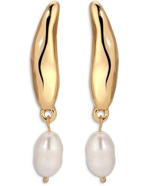Ettika Cultured Freshwater Pearl Liquid Luxe Drop Earrings - Metallic