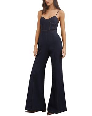 Reiss Macey Denim Bustier Jumpsuit - Blue