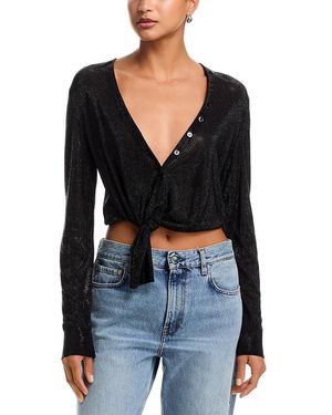 Alexander Wang Knotted Deep V Neck Top - Black