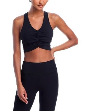 Aqua Athletics Shirred Racerback Bra Top - Blue