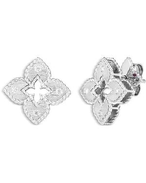 Roberto Coin 18K Venetian Princess Diamond Flower Stud Earrings - White
