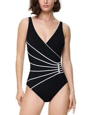 Gottex Modern Luxe Surplice One Piece Swimsuit - Black