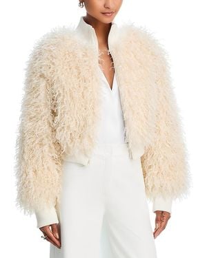 Norma Kamali Faux Fur Turtleneck Bomber Jacket - Natural
