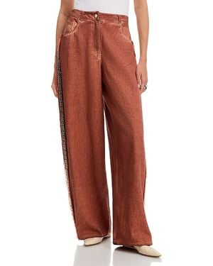 Essentiel Antwerp Embellished High Rise Jeans - Red
