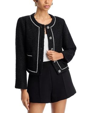 Aqua Contrast Stitch Tweed Jacket - Black