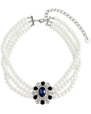 Self-Portrait Crystal Imitation Pearl Choker, 11.9 - White