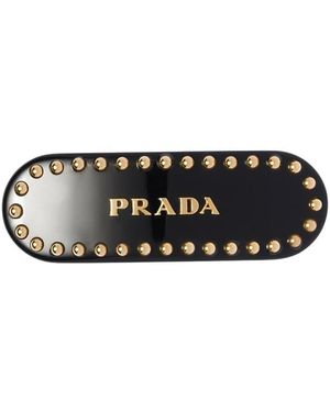 Prada Hair Clip With Studs - Black