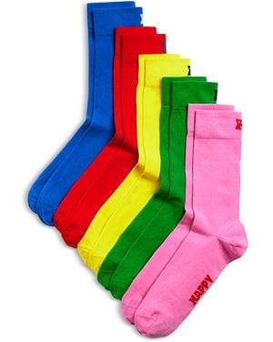 Happy Socks Assorted Solid Crew Socks - Pink