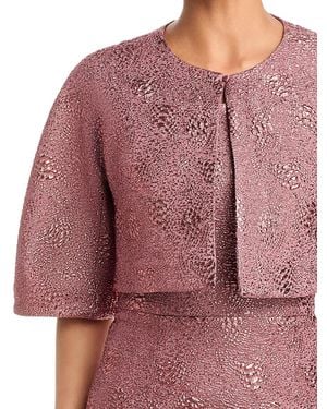 Teri Jon Metallic Jacquard Bolero Jacket - Red