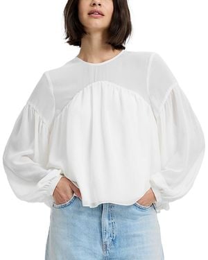 French Connection Marina Curved Yoke Top - White