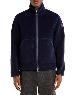 Moncler Stand Collar Zip Cardigan Sweater - Blue