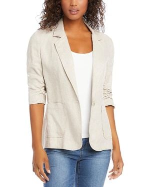 Karen Kane Ruched Sleeve Linen Jacket - White