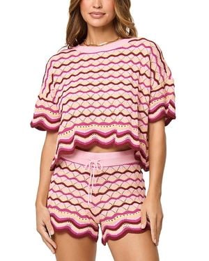LSPACE L*Space Sunchaser Scalloped Cover Up Crop Top - Red