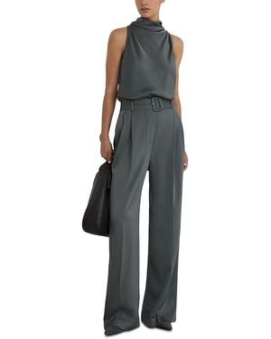 Reiss Petite Erica Matte Satin Belted Jumpsuit - Blue