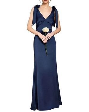 Coast Satin Tie Shoulder Maxi Bridesmaid Dress - Blue