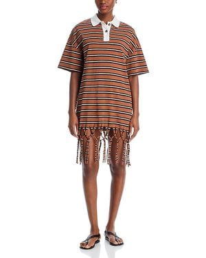 Nanushka Benigna Fringe Hem Polo Dress - Brown