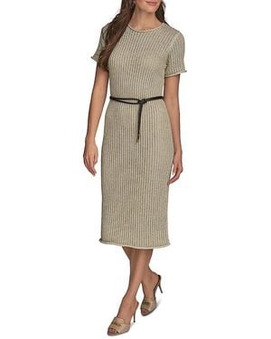 Donna Karan Cord Belt Sweater Dress - Natural