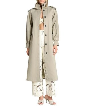 Avec Les Filles Funnel Neck Maxi Trench Jacket - Natural