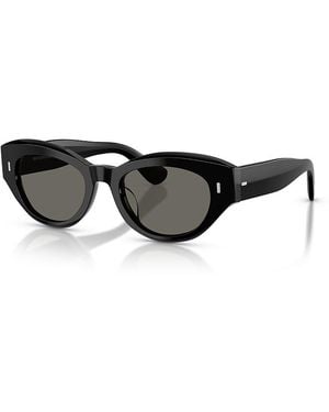 Oliver Peoples Lerrue Oval Sunglasses, 50Mm - Black