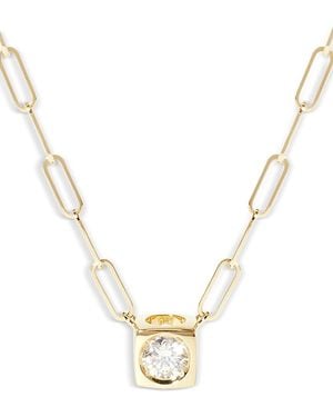 Dinh Van 18K Le Cube Diamant Diamond Cube Solitaire Large Link Pendant Necklace, 15.75-17.72 - Metallic
