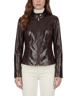 Gorski Metis Suede Pythn Printed Zip Jacket - Black
