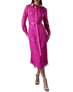 Coast Lace Long Sleeve Shirt Dress - Pink
