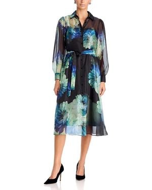 Tahari The Romy Belted Shirt Dress - Blue