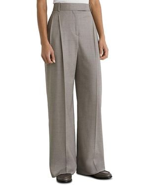Reiss Darcy Wool Blend Wide Leg Pants - Brown