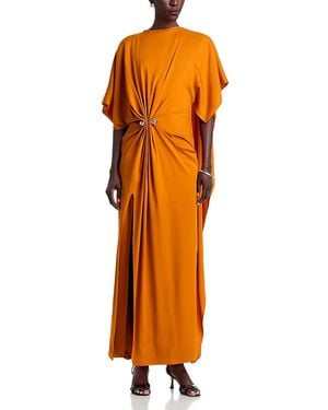 Brandon Maxwell Lucia Draped Dress With Cuff Link Hardware - Orange
