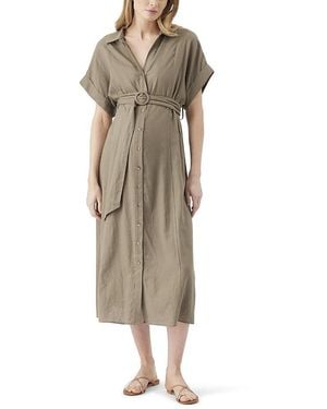 Ripe Maternity Amy Linen Nursing Shirt Dress - Natural