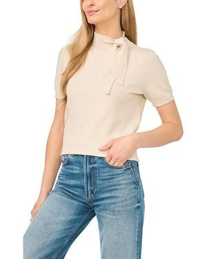 Cece Tie Neck Short Sleeve Sweater - Blue