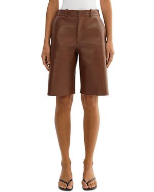 Lamarque Leather Bermuda Shorts - Brown