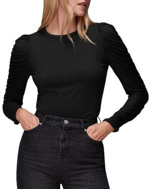 Whistles Ruched Long Sleeves Pullover Top - Black