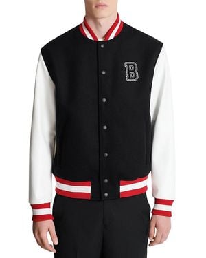Balmain Mixed Media Varsity Jacket - Black