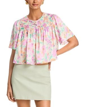 Aqua Bloom Pintuck Top - Multicolor