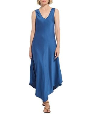 Lyssé Sakura Bias Cut V Hem Dress - Blue