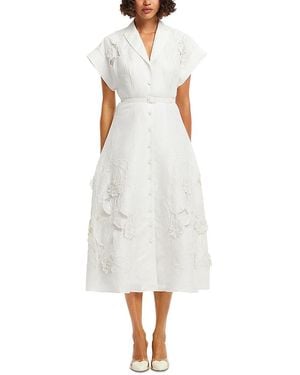 leo lin zara shirt midi dress LEO LIN - Zara Shirt Midi Dress - Botanical Print in Ebony
