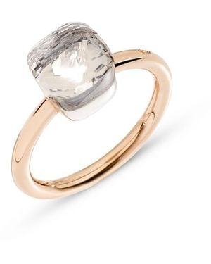 Pomellato 18K & Rose Nudo Topaz Cushion Petite Solitaire Ring - White