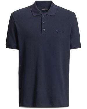 Balmain Slim Fit Vintage Logo Polo Shirt - Blue