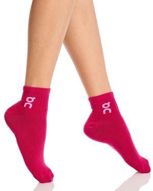 On Shoes Logo Mid Socks, Pack Of 3 - Pink