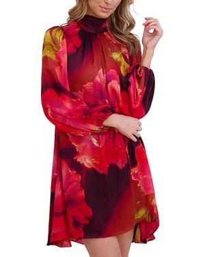 Ted Baker Long Sleeve Bow Neck Mini Dress - Red
