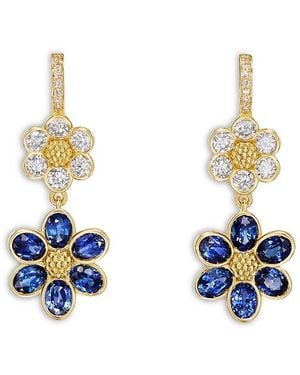 Temple St. Clair 18K Fj Sapphire & Diamond Fiori Flower Drop Earrings - White