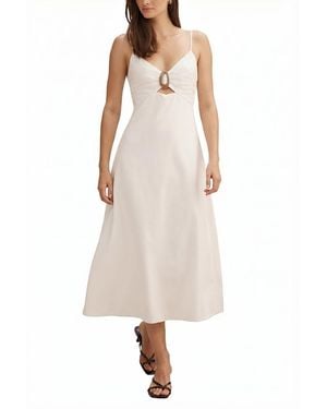 EVER NEW Alice Gathered Hardware Midi Dress - Natural